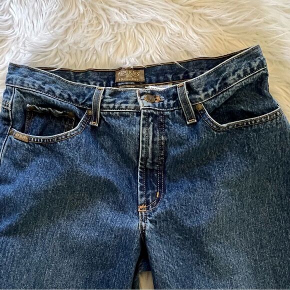 Rockies Jeans Relaxed Women’s Size 12x35 Dark Wash Western Rodeo Raw Hem - Picture 3 of 9